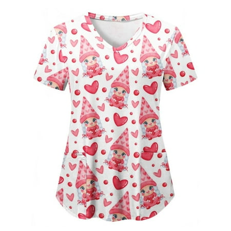 Wrcnote Ladies T Shirt V Neck Nursing Tees Heart Print Scrub Tops Holiday Basic Tee Short Sleeve T-shirt Style-F M
Wrcnote Ladies T Shirt V Neck Nursing Tees Heart Print Scrub Tops Holiday Basic Tee Short Sleeve T-shirt Style-F M