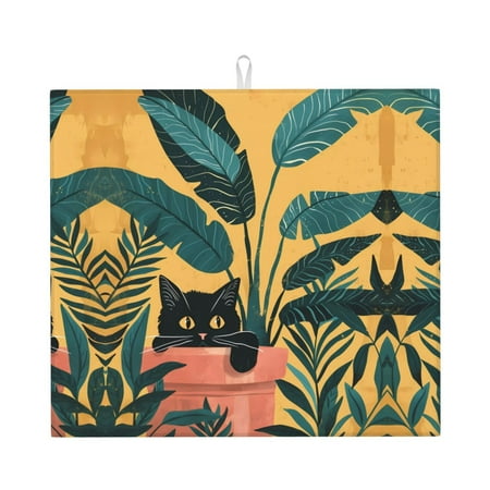 Dish Drying Mats for Kitchen Counter - Cat Hiding In Potted Plants 16x18In Anti-Slip Absorbent Microfiber Drying Mat for Kitchen Counter Mat Dish Rack Mat with Hanging Loop
Dish Drying Mats for Kitchen Counter - Cat Hiding In Potted Plants 16x18In Anti-Slip Absorbent Microfiber Drying Mat for Kitchen Counter Mat Dish Rack Mat with Hanging Loop