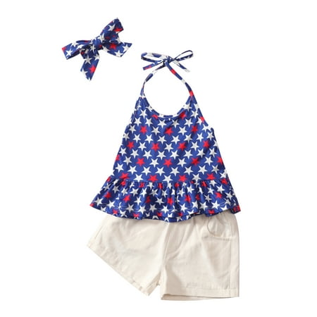 Xiaoluokaixin 3 Piece Toddler Baby Girl Outfits Independence Day Tank Tops Solid Color Shorts Hairband Summer Clothes cqH
Xiaoluokaixin 3 Piece Toddler Baby Girl Outfits Independence Day Tank Tops Solid Color Shorts Hairband Summer Clothes cqH