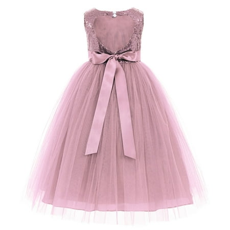 Heart Cutout Sequin Flower Girl Dress Special Occasion Dresses 172seq