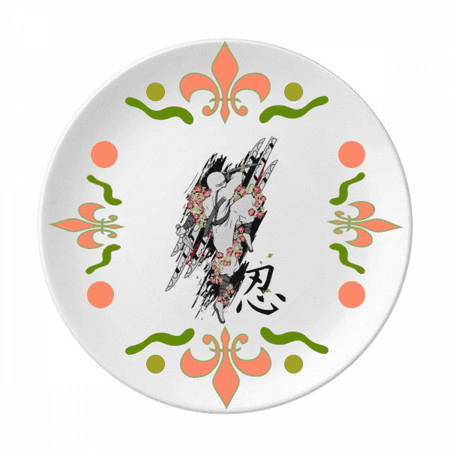 Japan Culture Ninja Flower Ceramics Plate Tableware Dinner Dish