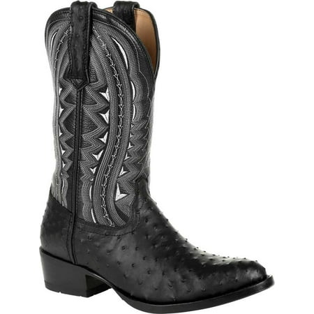 Durango Mens Premium Exotic Full Quill Ostrich Round Toe Dress Boots Mid Calf