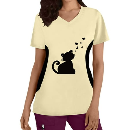 Cat Printed Working Uniform Womens Plus Size Top V Neck Short Sleeved Cats Prints T Shirt Blouse Scrubs Uniform Nurses
Cat Printed Working Uniform Womens Plus Size Top V Neck Short Sleeved Cats Prints T Shirt Blouse Scrubs Uniform Nurses