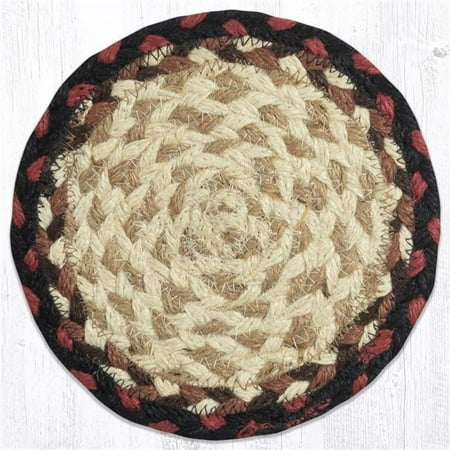 Capitol 52-LC019 7 x 7 in. Jute Round Coaster Burgundy & Mustard - Large