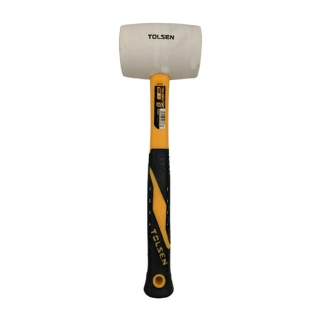 Medium White Rubber Mallet 16oz 450g Hammer Fiberglass TPR Handle Grip