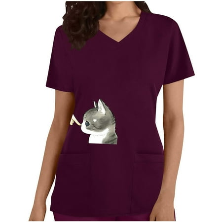 Odeerbi Cute Scrub Tops for Women Fashion V-Neck Short Sleeve T-Shirt Printing Loose Blouse Burgundy
Odeerbi Cute Scrub Tops for Women Fashion V-Neck Short Sleeve T-Shirt Printing Loose Blouse Burgundy