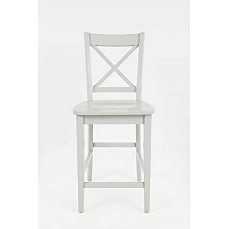Benzara Wooden Counter Height Stool with 'X' Design Back, Set of Two, White
