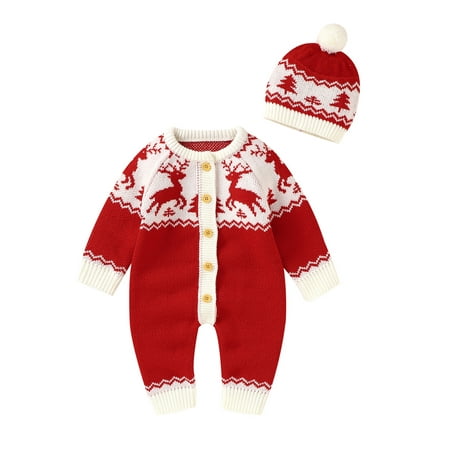Canrulo Newborn Infant Baby Boys Girls Christmas Romper Long Sleeve Knitting Deer Printed Jumpsuit Hat Red 6-12 Months
Canrulo Newborn Infant Baby Boys Girls Christmas Romper Long Sleeve Knitting Deer Printed Jumpsuit Hat Red 6-12 Months