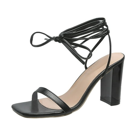 Sandals Women High Heel Fashion Fashion Shoes Pu Black 38
