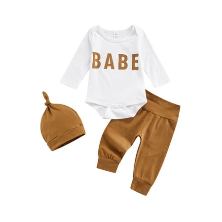 Calsunbaby 3Pcs Baby Girls Boys Outfit Letter Print Long Sleeve Round Neck Romper Solid Color Long Pants with Pointed Cap Set
Calsunbaby 3Pcs Baby Girls Boys Outfit Letter Print Long Sleeve Round Neck Romper Solid Color Long Pants with Pointed Cap Set