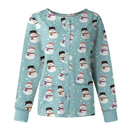 jsaierl Scrub Jackets for Women Christmas Cardigan Button Down Snowman Graphic Long Sleeve Shirts Tops Nurse Work Uniform Plus Size with Pockets
jsaierl Scrub Jackets for Women Christmas Cardigan Button Down Snowman Graphic Long Sleeve Shirts Tops Nurse Work Uniform Plus Size with Pockets