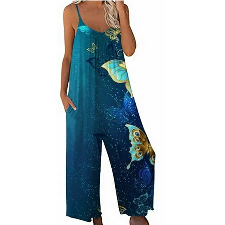 JWZUY Womens Romper Loose Casual V Neck Spaghetti Strap Stretchy Long Romper Jumpsuit with Pockets Blue M
JWZUY Womens Romper Loose Casual V Neck Spaghetti Strap Stretchy Long Romper Jumpsuit with Pockets Blue M