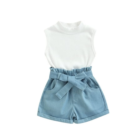 TheFound Toddler Baby Girl Summer Outfits Sleeveless Solid Ribbed Vest Top Denim Shorts Kids 2Pcs Clothes
TheFound Toddler Baby Girl Summer Outfits Sleeveless Solid Ribbed Vest Top Denim Shorts Kids 2Pcs Clothes