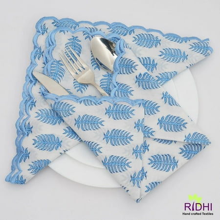 Cerulean Blue and White Indian Hand Block Leaf Printed 100% Pure Cotton Cloth Napkins Gifts 9x9 - Cocktail Napkins 20x20 - Dinner Napkins
Cerulean Blue and White Indian Hand Block Leaf Printed 100% Pure Cotton Cloth Napkins Gifts 9x9 - Cocktail Napkins 20x20 - Dinner Napkins