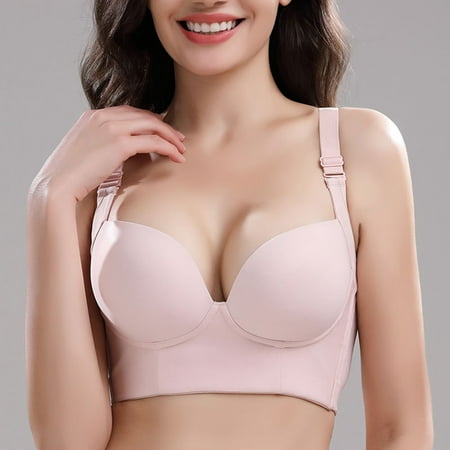 Deep Cup Push-up Bra 7-Hook Hides Back Fat Sponge Brassiere Wheel-Free 3/4 Cup 40/90CDE Pink
Deep Cup Push-up Bra 7-Hook Hides Back Fat Sponge Brassiere Wheel-Free 3/4 Cup 40/90CDE Pink