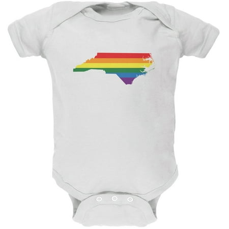 North Carolina LGBT Gay Pride Rainbow White Soft Baby One Piece - 0-3 months