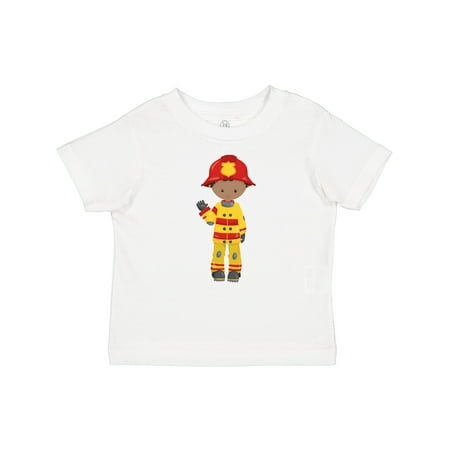 Inktastic African American Boy Fireman Firefighter Helmet Gift Baby Boy T-Shirt