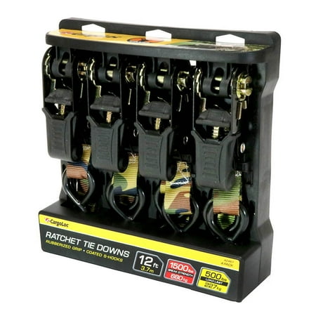 CargoLoc 1 In x 12 Ft 500 LB Capacity Premium Ratchet Tie Down Straps 4 Pack
CargoLoc 1 In x 12 Ft 500 LB Capacity Premium Ratchet Tie Down Straps 4 Pack