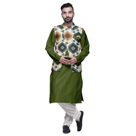 Atasi Indian Mens Kurta Churidar Pajama Jacket Set Solid Ethnic Wear For Men