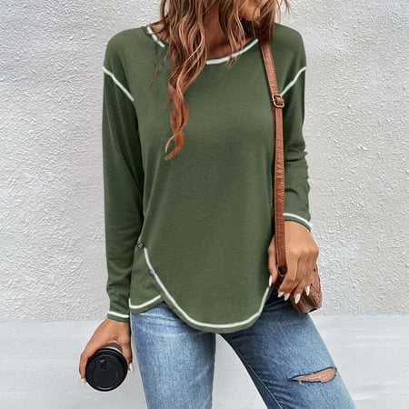 Zedker Womens Shirts Dressy Casual Tunics Or Tops To Wear With Leggings Fashion Women s Round-Neck Long Sleeve Solid Casual Patchwork Shirt Blouse
Zedker Womens Shirts Dressy Casual Tunics Or Tops To Wear With Leggings Fashion Women s Round-Neck Long Sleeve Solid Casual Patchwork Shirt Blouse