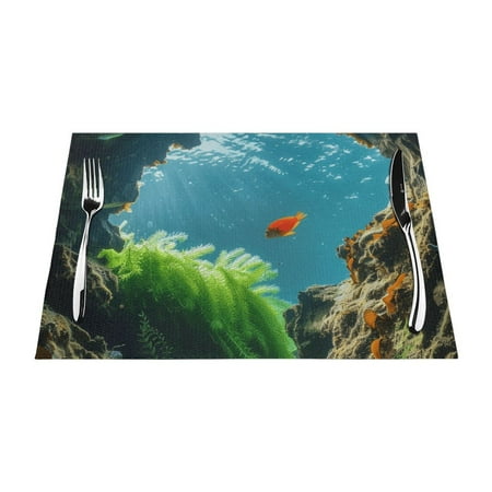 Underwater cave view mat heat-resistant dining table mat washable PVC table mat woven vinyl kitchen table mat indoor anti slip and anti fouling dining mat
Underwater cave view mat heat-resistant dining table mat washable PVC table mat woven vinyl kitchen table mat indoor anti slip and anti fouling dining mat