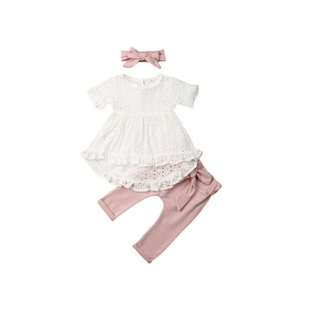 Canrulo 3PCS Newborn Infant Baby Girls Short Sleeve Lace Tops Long Pants and Headband Summer Sets White 6-12 Months
Canrulo 3PCS Newborn Infant Baby Girls Short Sleeve Lace Tops Long Pants and Headband Summer Sets White 6-12 Months