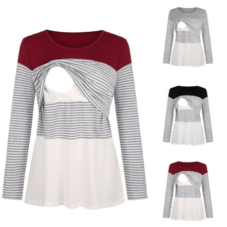 Tejiojio Maternity/Labor/Nursing Clothing Clearance Maternity O-Neck Stripe Long Sleeve Breast-Feeding Pregnant Woman Nursing Blouse Tops
Tejiojio Maternity/Labor/Nursing Clothing Clearance Maternity O-Neck Stripe Long Sleeve Breast-Feeding Pregnant Woman Nursing Blouse Tops