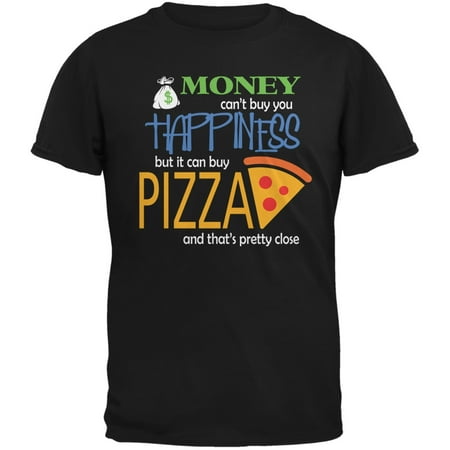 Money Happiness Pizza Funny Black Adult T-Shirt