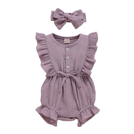 HGWXX7 Kids Clothes Set Sleeveless Romper Button Girls Ruffle Jumpsuit+Headband Kids Baby Girls Romper&Jumpsuit
HGWXX7 Kids Clothes Set Sleeveless Romper Button Girls Ruffle Jumpsuit+Headband Kids Baby Girls Romper&Jumpsuit