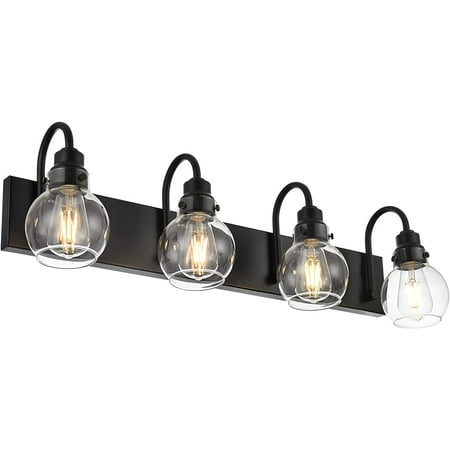 MANXING 4 Light Vanity Light Matte Black Bathroom Lighting Fixture Over Mirror with Clear Glass Shade Modern Interior Wall Mounted Lights for Hallway Makeup Table
MANXING 4 Light Vanity Light Matte Black Bathroom Lighting Fixture Over Mirror with Clear Glass Shade Modern Interior Wall Mounted Lights for Hallway Makeup Table