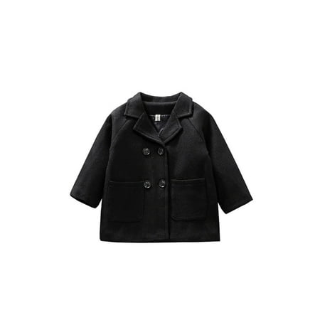 Bmnmsl Baby Woolen Coat with Plaid Double Breasted Girl Outwears