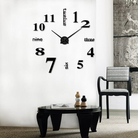 iLH Acrylic Modern DIY Wall Clock 3D Mirror Surface Sticker Home Office Decor