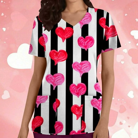 Valentines Day Gifts for Her UHEOUN Womens Tops Valentines Scrubs for Women Fashion Women Short Sleeve V-Neck Printing Blouse Causal Pullover Pocketss Tops End of Year Clearance
Valentines Day Gifts for Her UHEOUN Womens Tops Valentines Scrubs for Women Fashion Women Short Sleeve V-Neck Printing Blouse Causal Pullover Pocketss Tops End of Year Clearance