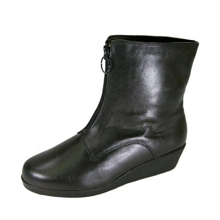 PEERAGE Rena Women s Wide Width Leather Booties with Zipper