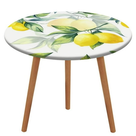 Bybiment Round Fitted Tablecloth with Elastic Edge Lemon Pattern White Decorative Tablecloth Table Cover 51 Inch 
Bybiment Round Fitted Tablecloth with Elastic Edge Lemon Pattern White Decorative Tablecloth Table Cover 51 Inch