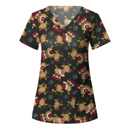 Women s Christmas Scrub Tops Christmas Short Sleeve V Neck Cartoon Printed Top Nursed Working T Shirts Blouse With Pockets
Women s Christmas Scrub Tops Christmas Short Sleeve V Neck Cartoon Printed Top Nursed Working T Shirts Blouse With Pockets