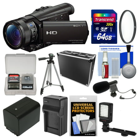 Sony Handycam HDR-CX900 Wi-Fi HD Video Camera Camcorder with 64GB Card + Case + LED Light + Battery/Charger + Tripod + Filter + Kit