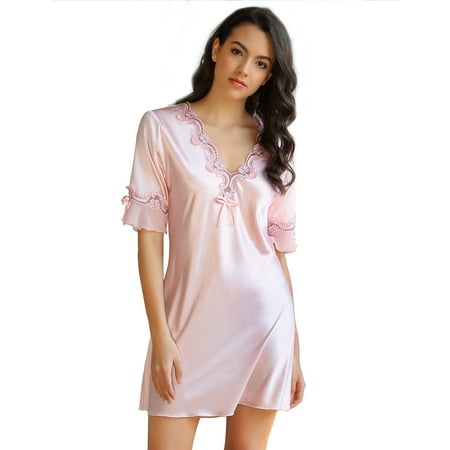 ohyeahlady Pink Silk Nightgowns for Women Satin Pajama Dress V Neck Nightie Short Sleeve Babydoll Sleepwear S
ohyeahlady Pink Silk Nightgowns for Women Satin Pajama Dress V Neck Nightie Short Sleeve Babydoll Sleepwear S
