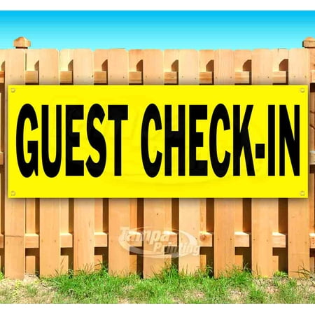 GUEST CHECK-IN 13 oz heavy duty vinyl banner sign with metal grommets, new, store, advertising, flag, (many sizes available)