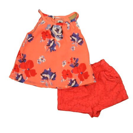 Pre-owned Janie and Jack Girls Coral | Blue Floral Apparel Sets size: 12-18 Months 
Pre-owned Janie and Jack Girls Coral | Blue Floral Apparel Sets size: 12-18 Months
