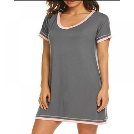 Women s Nightgown Sleep Shirt Dress Satin Patchwork Short Sleeve Sleepwear with Pocket
Women s Nightgown Sleep Shirt Dress Satin Patchwork Short Sleeve Sleepwear with Pocket