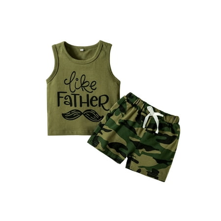 Frobukio 2Pcs Toddler Baby Boys Summer Clothes Sets Letter Sleeveless Tops + Animal Camouflage Shorts Beachwear Green 12-18 Months
Frobukio 2Pcs Toddler Baby Boys Summer Clothes Sets Letter Sleeveless Tops + Animal Camouflage Shorts Beachwear Green 12-18 Months