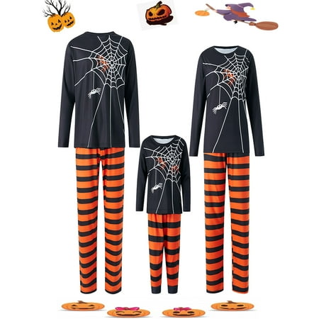 Licupiee Halloween Family Matching Pajamas Set Long Sleeve Spider Web Print T-shirt + Striped Pants for Adult Kids
Licupiee Halloween Family Matching Pajamas Set Long Sleeve Spider Web Print T-shirt + Striped Pants for Adult Kids