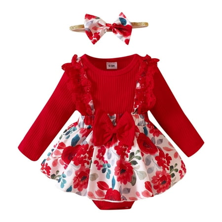 WUXIAN Toddler Girls Long Sleeve Floral Printed Ribbed Romper Bodysuits Dress Headbands Set Baby Onesie Children Cozy Dailywear
WUXIAN Toddler Girls Long Sleeve Floral Printed Ribbed Romper Bodysuits Dress Headbands Set Baby Onesie Children Cozy Dailywear