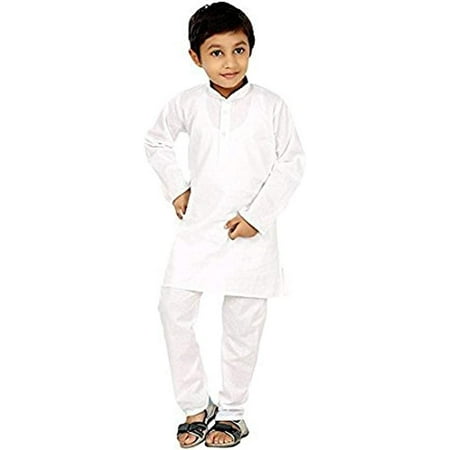 Royal Kid s White Cotton Kurta Pyjama