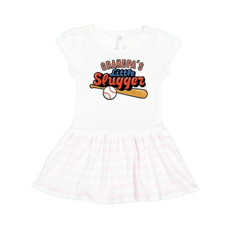 Inktastic Grandpa s Little Slugger Gift Toddler Girl Dress