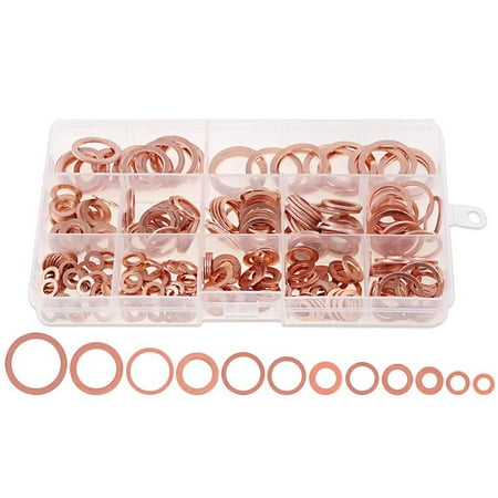 280pcs Copper Oil Seal Gasket Professional Copper Flat Washer Golden O-shaped Copper Gasket with Storage Box for Fuel Accessories Home
280pcs Copper Oil Seal Gasket Professional Copper Flat Washer Golden O-shaped Copper Gasket with Storage Box for Fuel Accessories Home