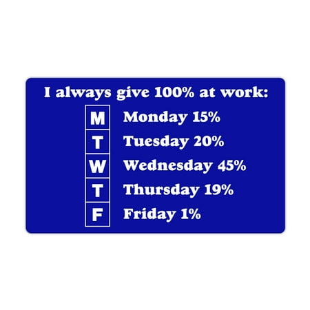 Funny Refrigerator Magnet Always Give 100% At Work 5 x 3 Refrigerator Magnet
Funny Refrigerator Magnet Always Give 100% At Work 5 x 3 Refrigerator Magnet
