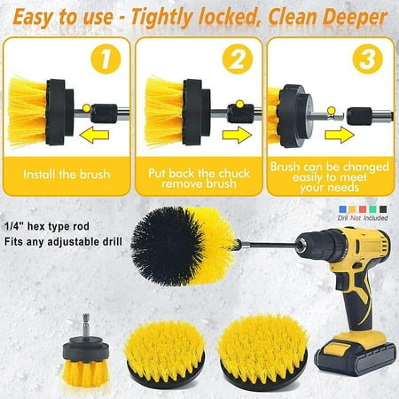 Drill Brush Attachment Set power Cleaning Scrub Brush all Purpose Drill Brushes With Extend Long Attachmentblue