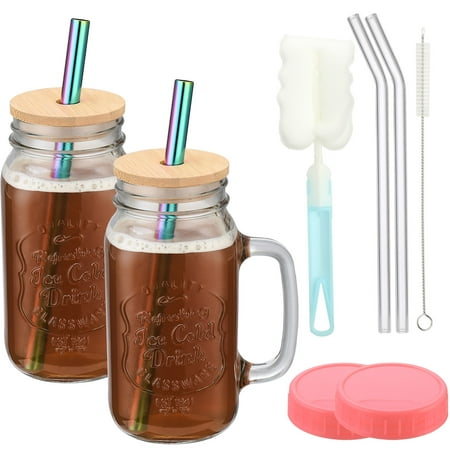 Mason Jars with Handle Glass Mugs with Straws and Lids & Airtight Lids - 730ml Fashion Drinking Glass Cups Reusable Travel Tumbler for Iced Coffee Smoothie Tea
Mason Jars with Handle Glass Mugs with Straws and Lids & Airtight Lids - 730ml Fashion Drinking Glass Cups Reusable Travel Tumbler for Iced Coffee Smoothie Tea